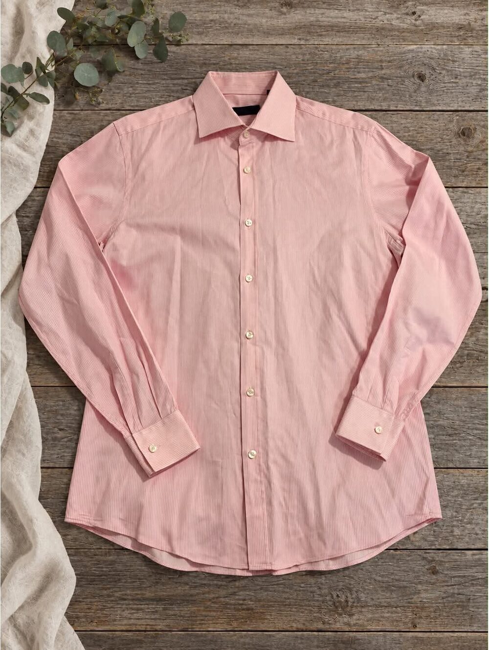 BOSS Hugo Boss Men's Pink Striped Button-Up Shirt Size 16
